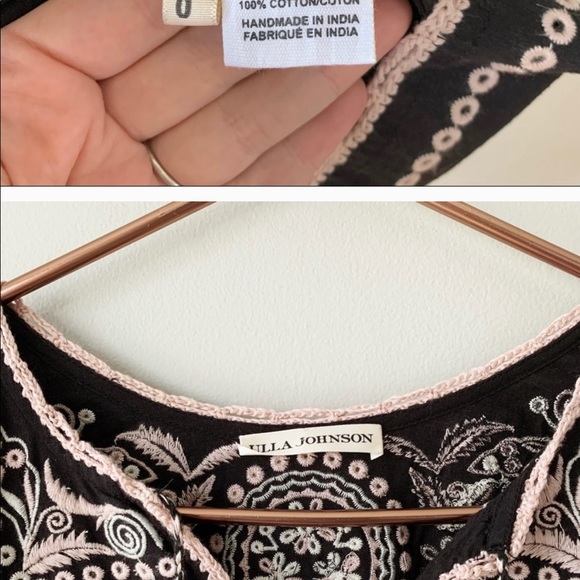 Ulla Johnson | Black Pink Embroidered Boho Dress 0 - Picture 4 of 5
